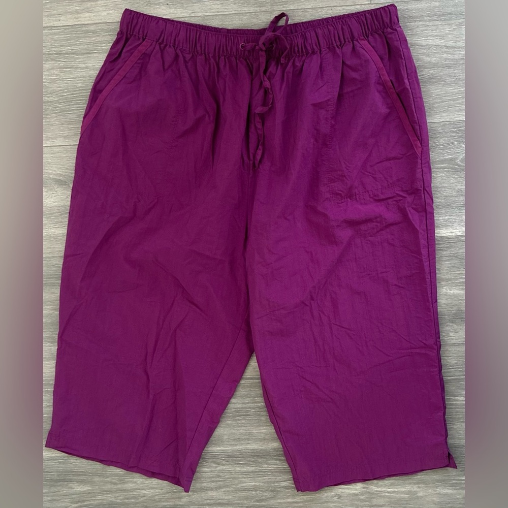 Swimsuits For All Pants Plus Sz 22/24  Nylon Waterproof Capri Cover up Fuchsia
